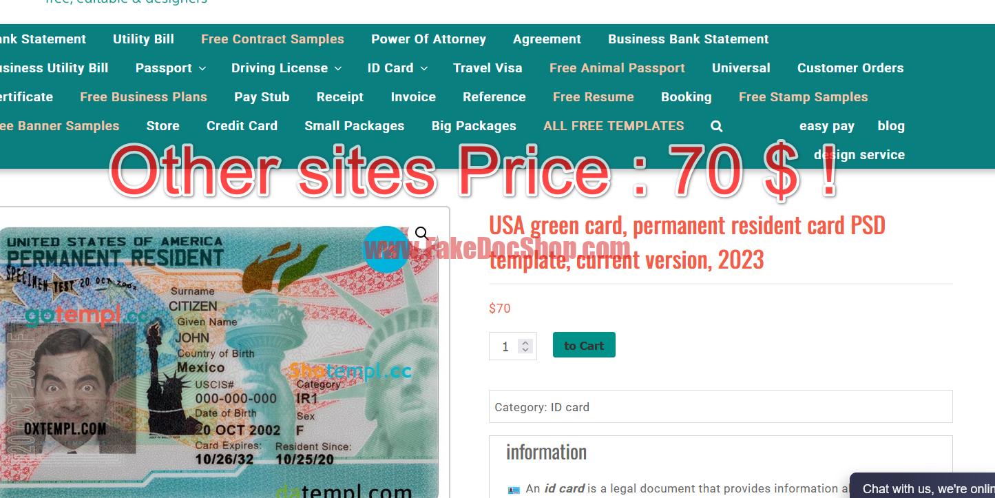 USA green card And permanent resident card PSD template New2024