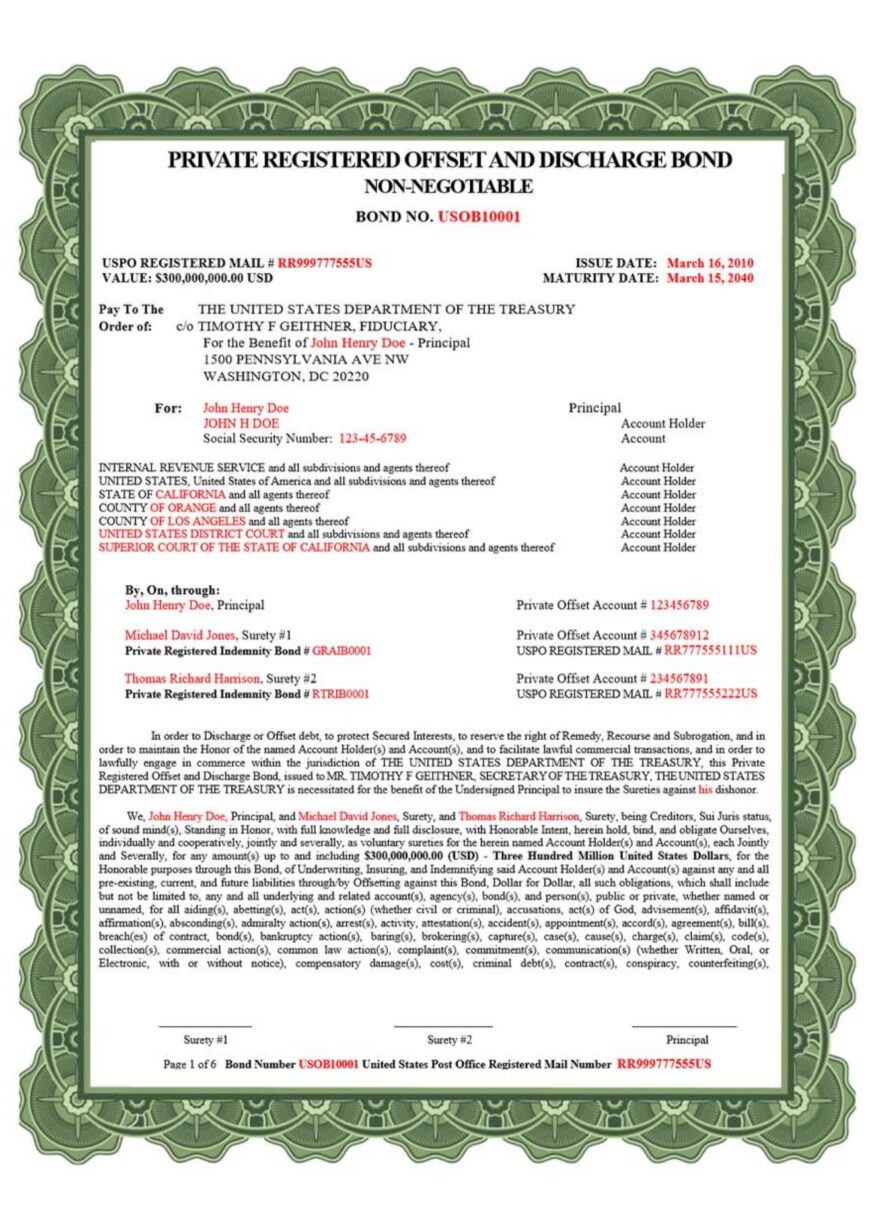 USA Private Registered Offset and Discharge Template