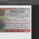 Ghana residence permit card PSD template