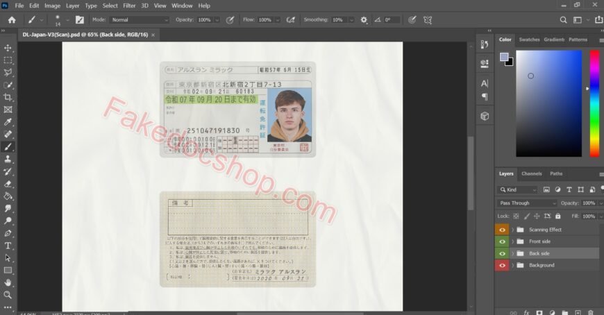 Japan Driver license PSD Template Free download