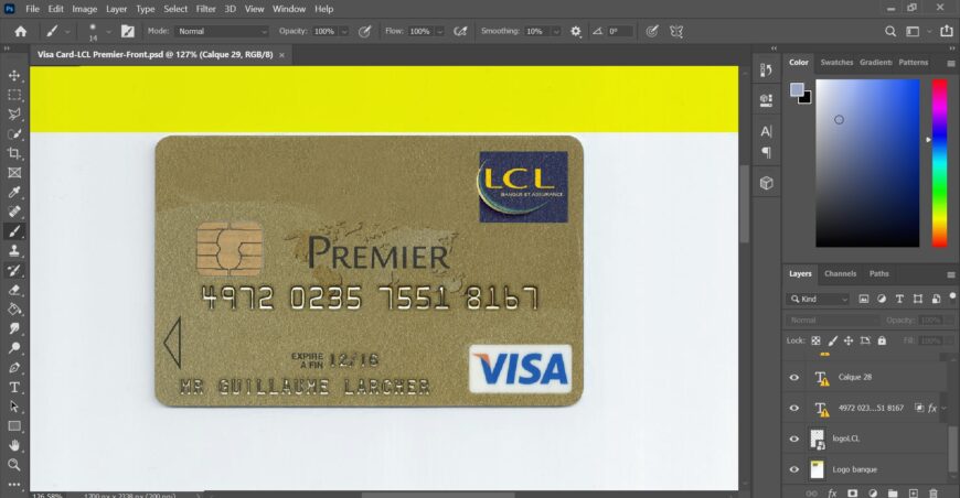 LCL Visa Premier Card French Bank Visa PSD template