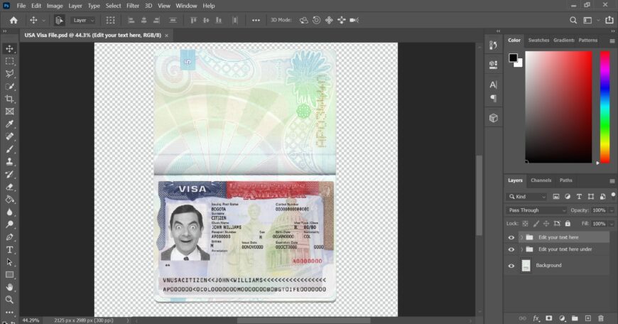 USA Tourist Visa PSD template