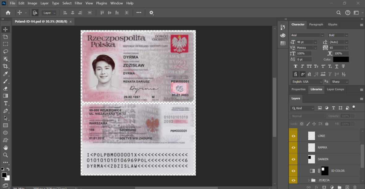 Polish identity card Psd Template