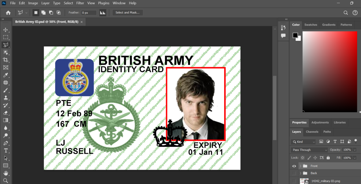 UK Army ID Cards For Film And TV
