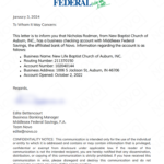 business letter from Middlesex Federal Saving Word And PDF Template