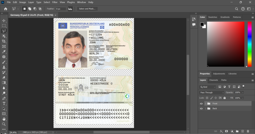 Germany ID Card PSD Template New Version