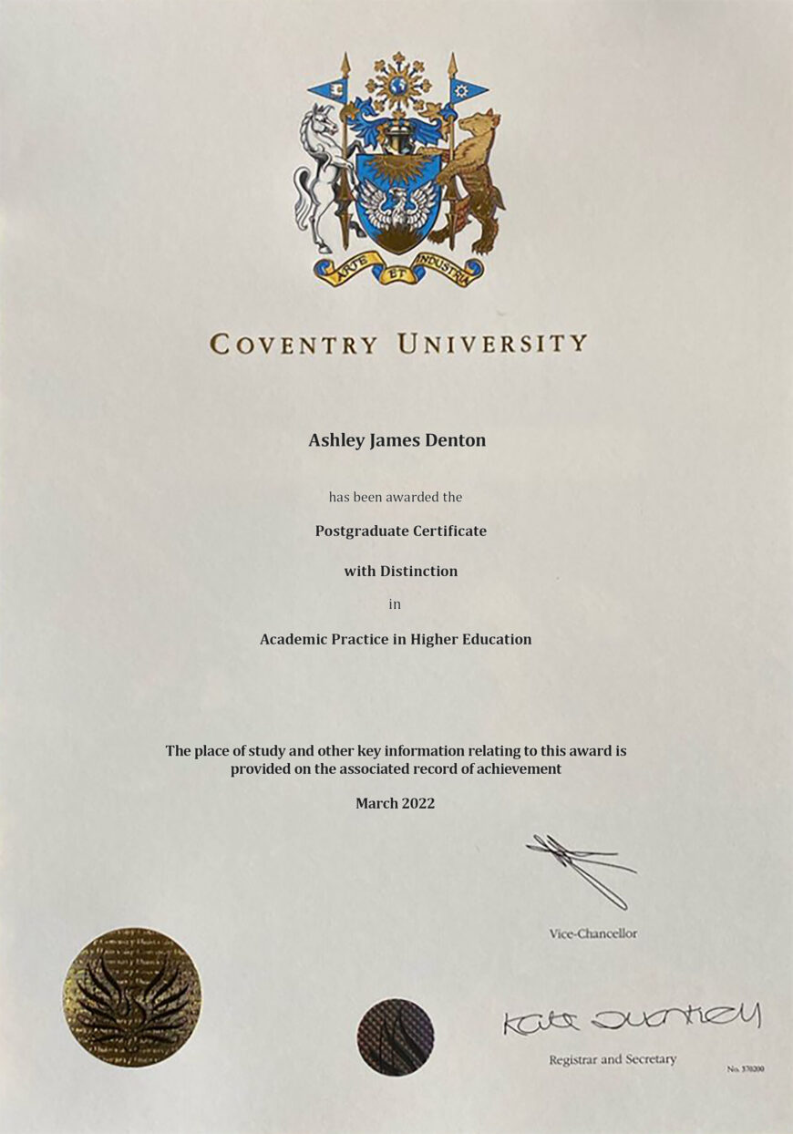 Coventry University Fake Certificate PSD Template