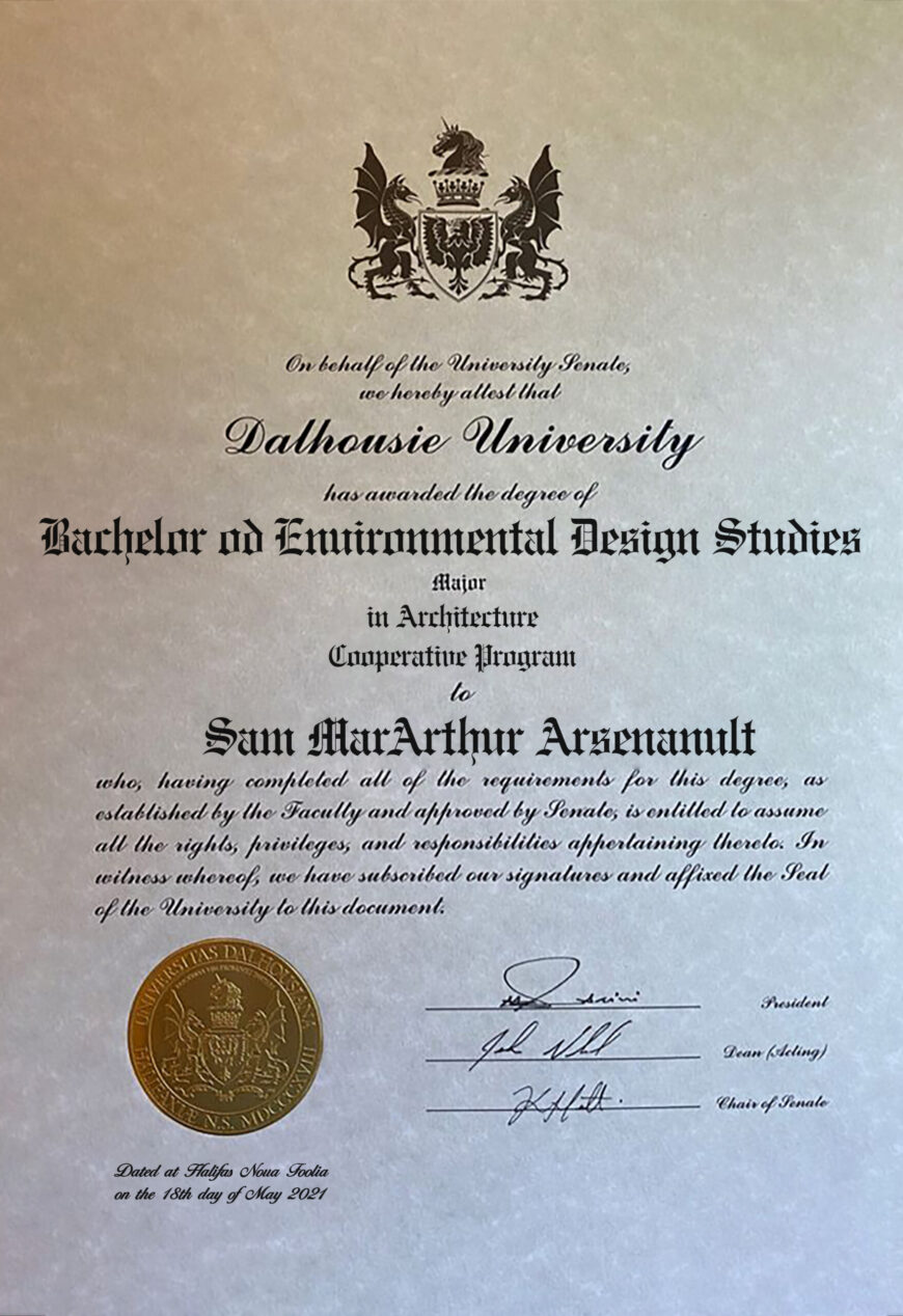 Certificate from Dalhousie University Template