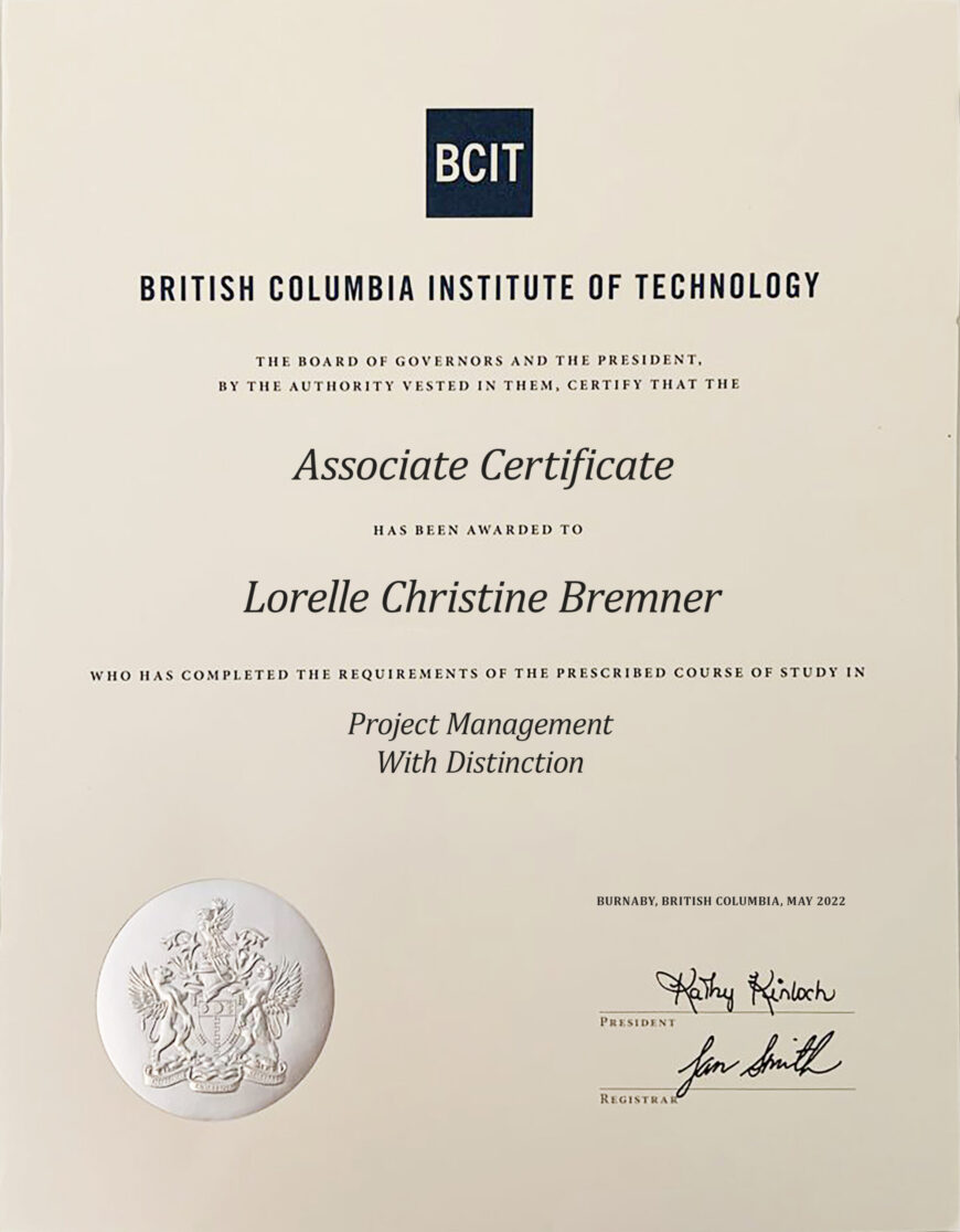 Fake Certificate from For BCIT University Template