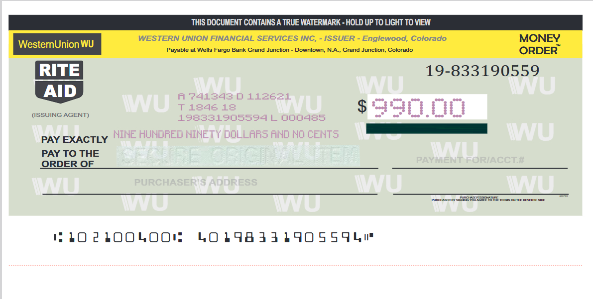 USA Western Union Blank Check Template In Word And PDF Format