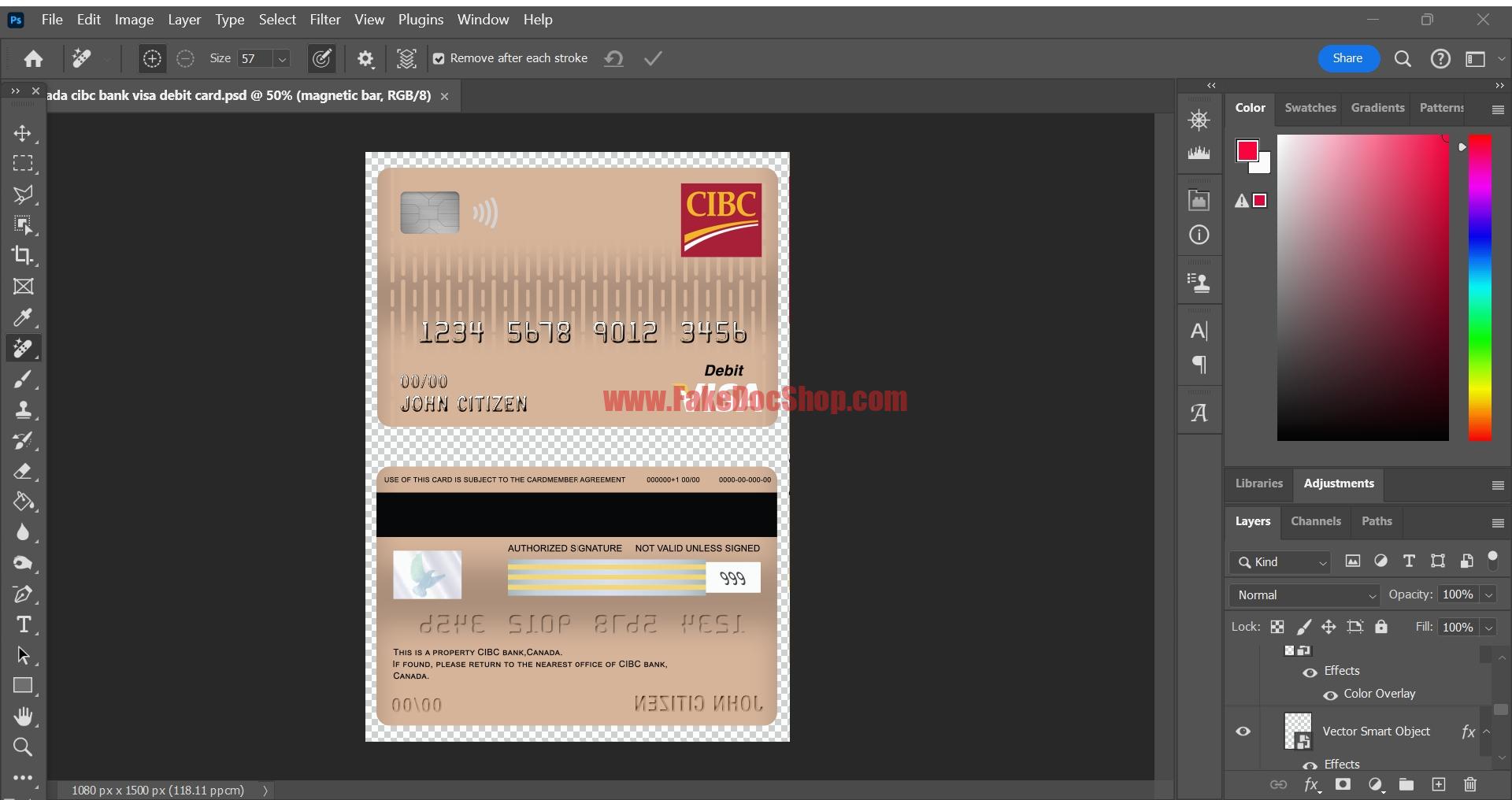Canada CIBC Bank Visa Card Debit Card PSD Template