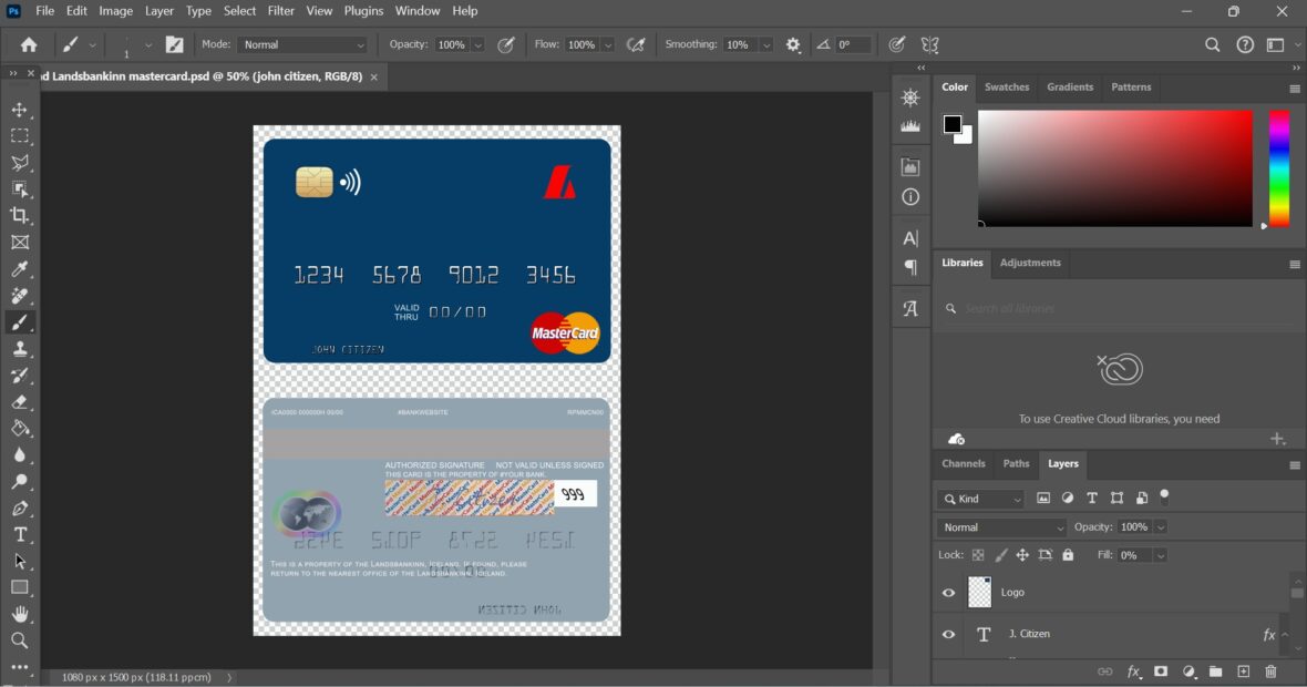 Iceland Landsbankinn MasterCard Templates In PSD Format