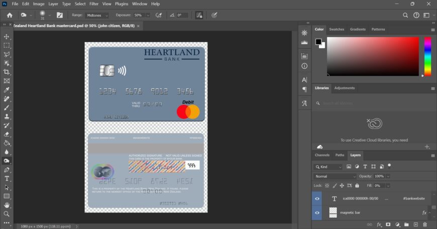 New Zealand Heartland Bank MasterCard Credit Card PSD Template