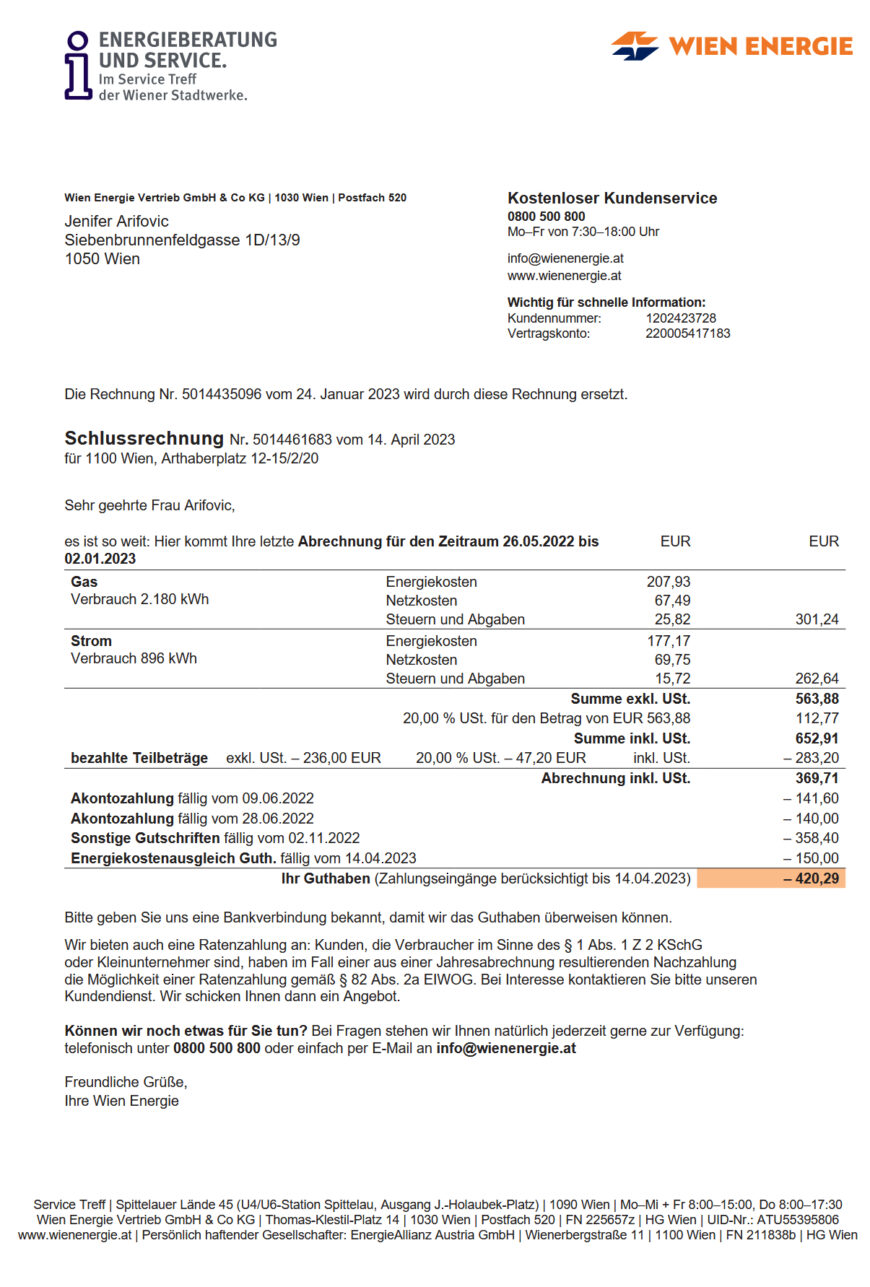 Austria Wien Energie Template in Word and PDF Format