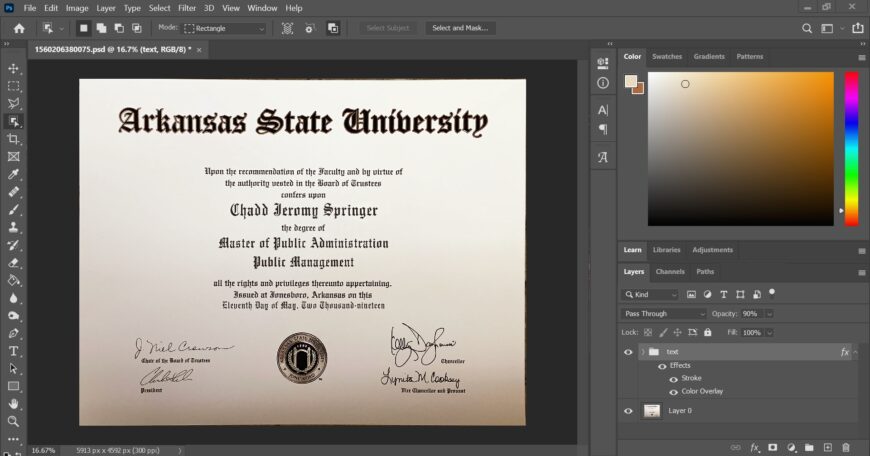 Fake Certificate From Arkansas State University PSD Template