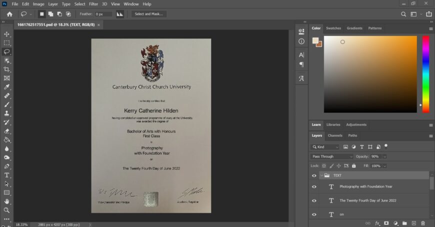 Fake Certificate From Canterbury Christ Church University PSD Template