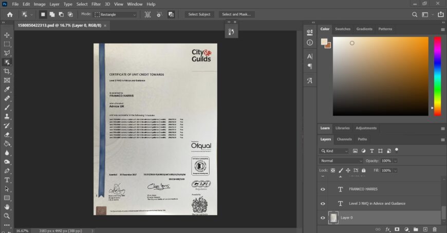 Fake Certificate From City Guilds University PSD Template