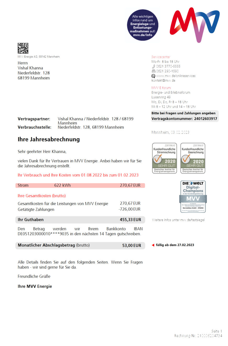 Germany MVV Energie Template in Word and PDF Format