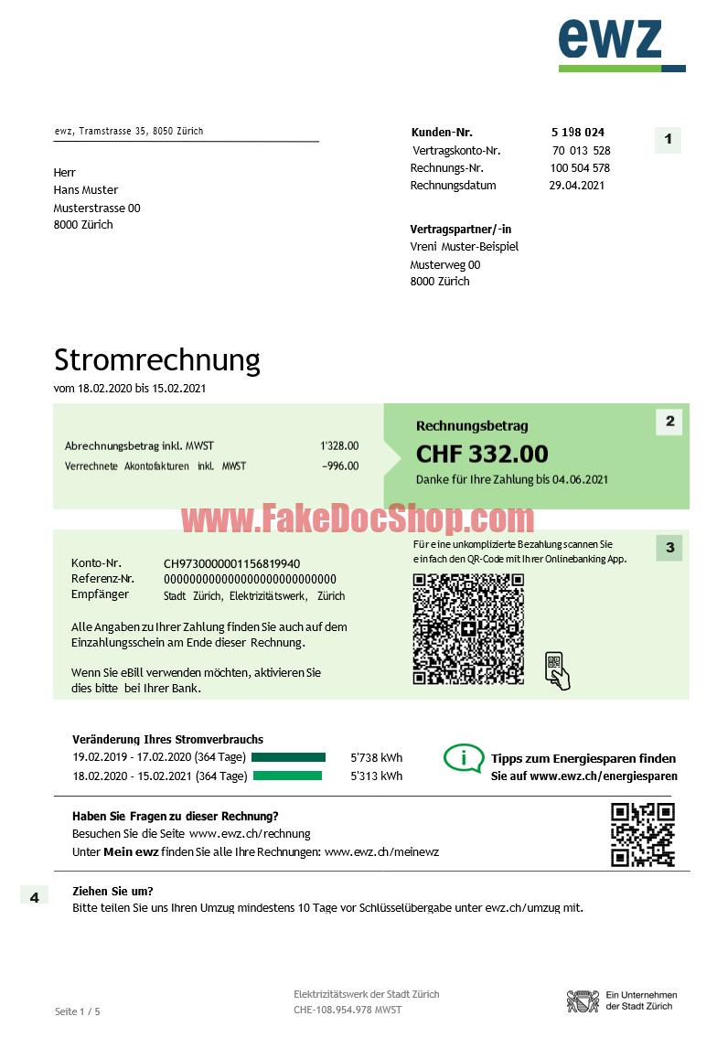 Switzerland ewz Template in Word and PDF Format