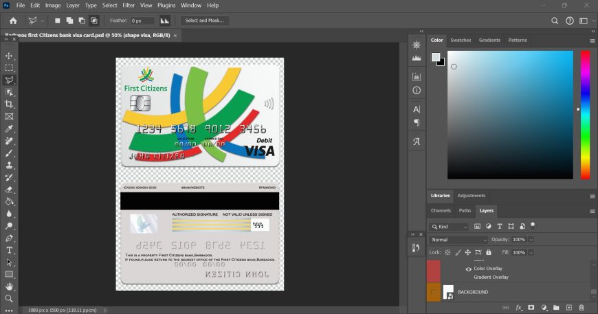 Barbados First Citizens Bank Visa Card PSD Template