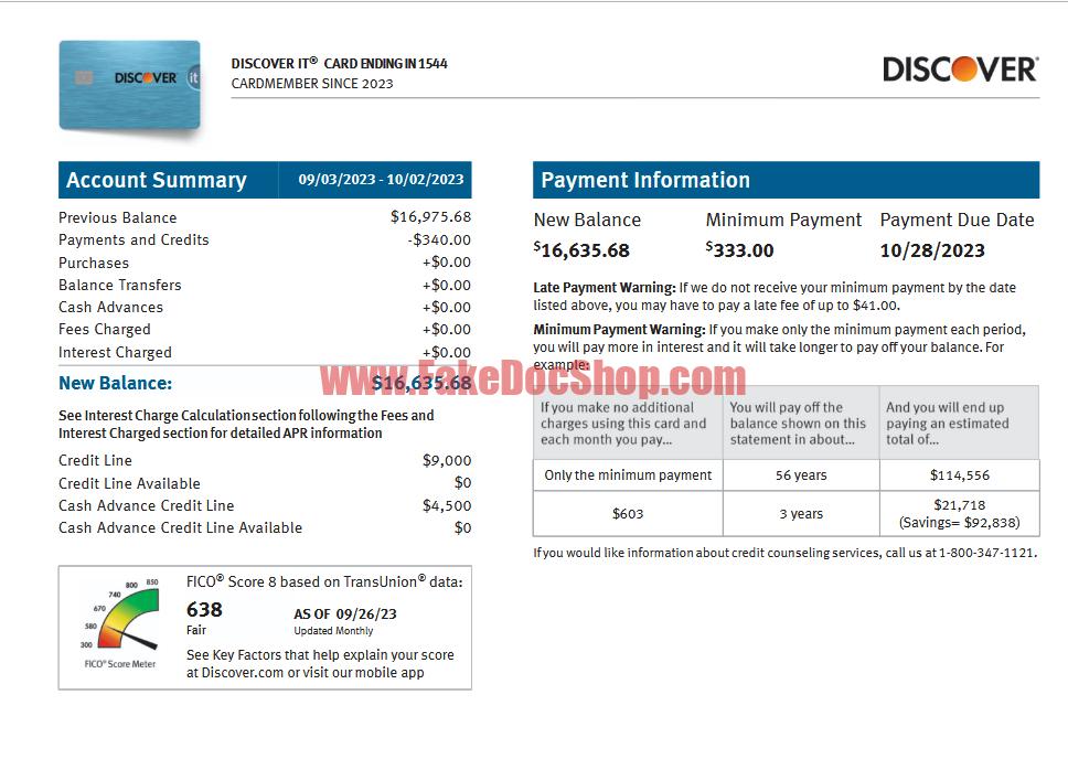 Discover USA Credit Card Statement Template - A Customizable Template in PDF and Word Format