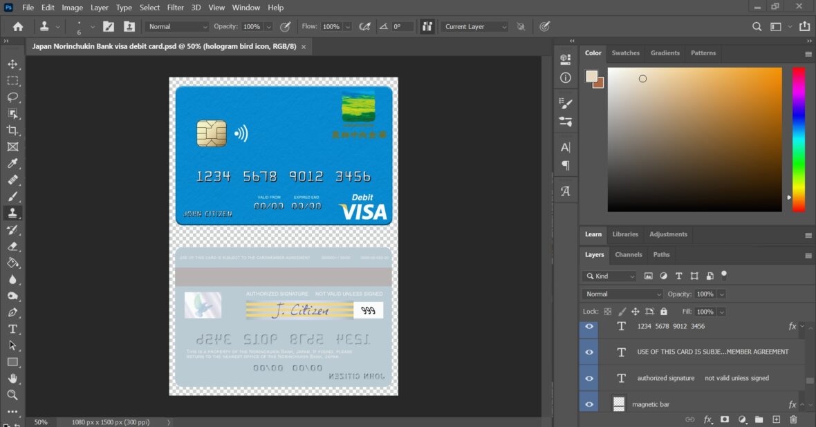 Japan Norinchukin Bank visa Card PSD Template