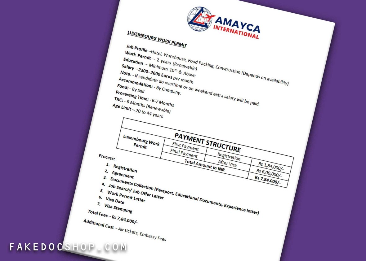 Luxembourg Work Permit Template - A Customizable Guide in PDF and Word Format