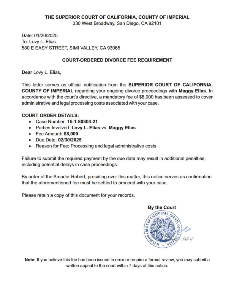 United States Court-Ordered Divorce Decree Template in Word and PDF Format