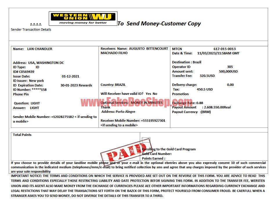 Western Union Money Transfer Template V2
