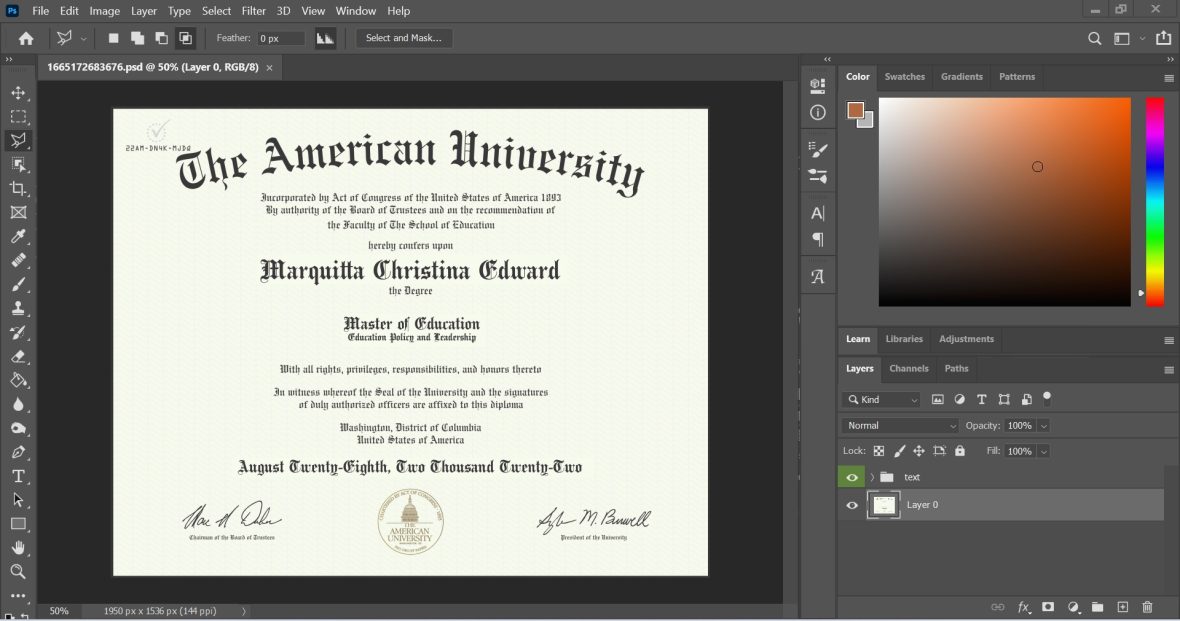 American University Master PSD Template