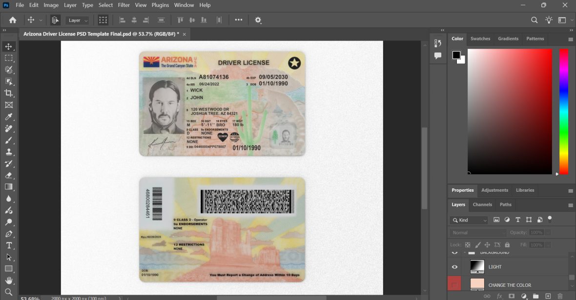 Arizona Driving License Psd Template New (2025)