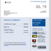 Australia Monash University Fees Statement Template in word and pdf format