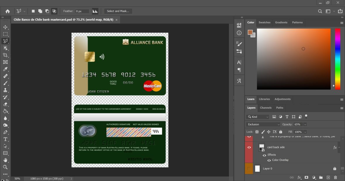 Austria Alliance Bank MasterCard PSD Template