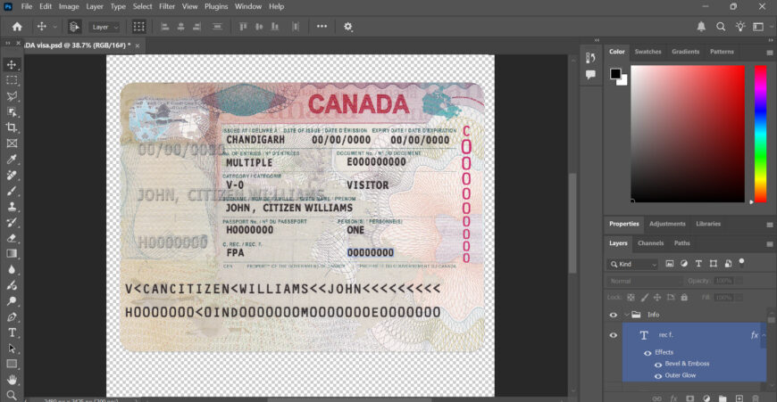 Canada Travel Visa PSD Template