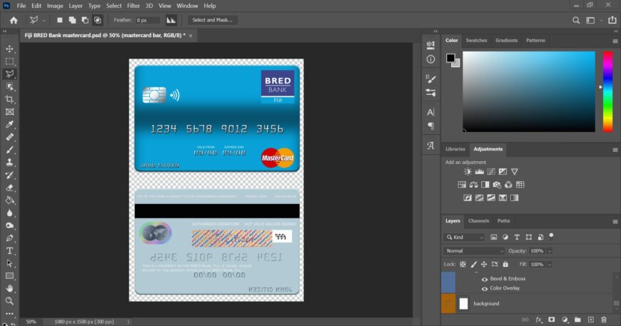 Fiji BRED Bank MasterCard Credit Card Template