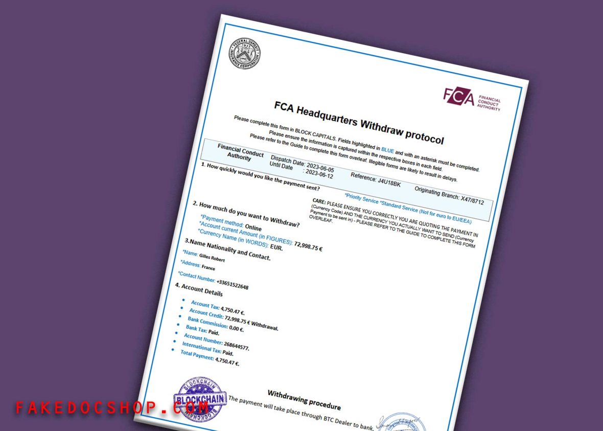 France FCA Withdrawal Protocol Guide Template in Word and PDF format