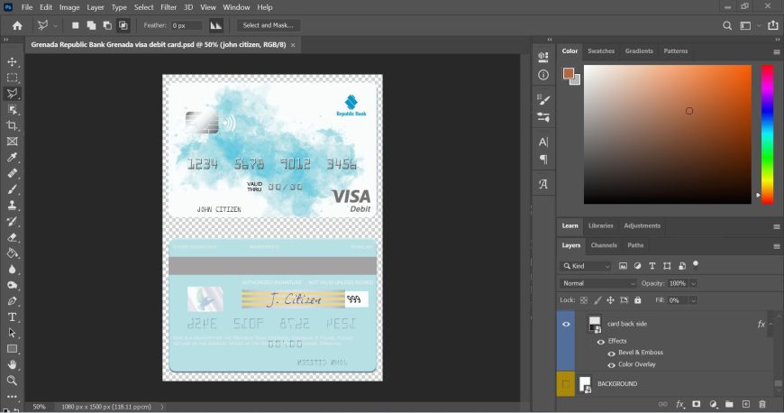 Free Download Grenada Republic Bank Visa Card PSD Template