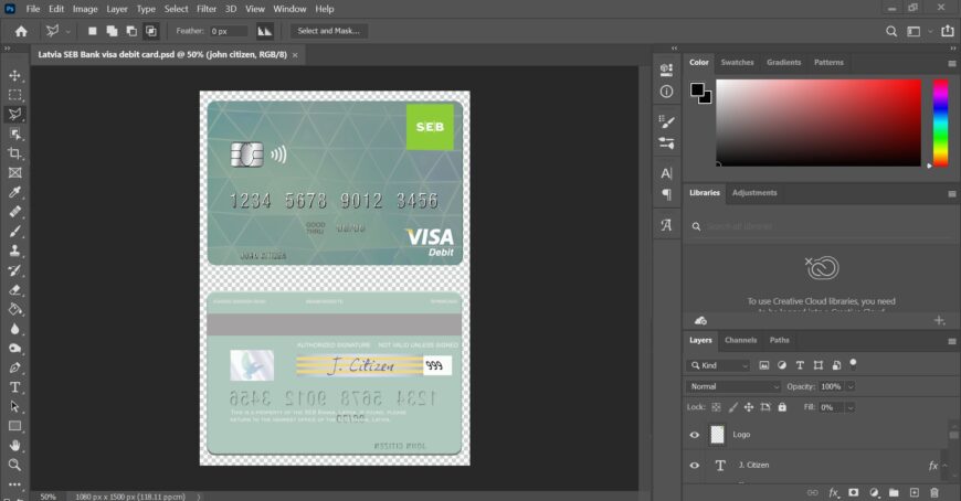 Latvia SEB Bank Visa Card PSD Template