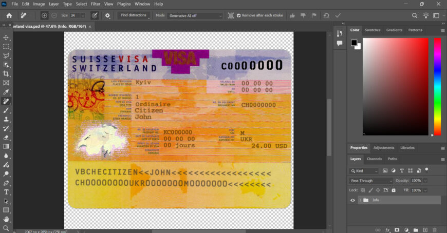 Switzerland Travel visa PSD Template
