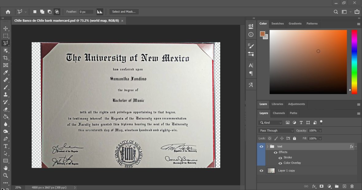 UNM University Certificate PSD Template