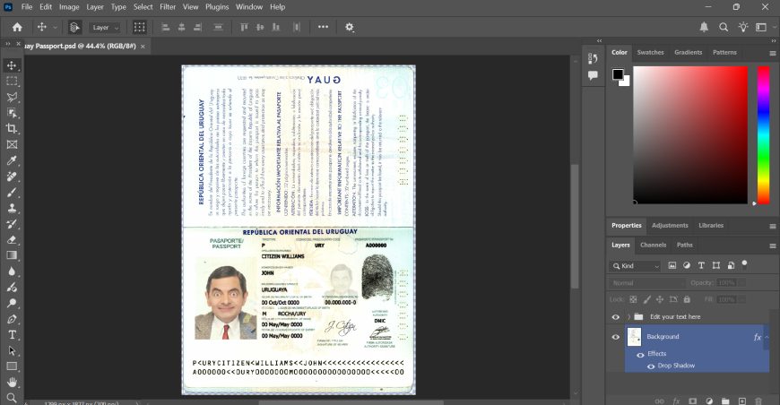 Uruguay Passport psd template (version 2)