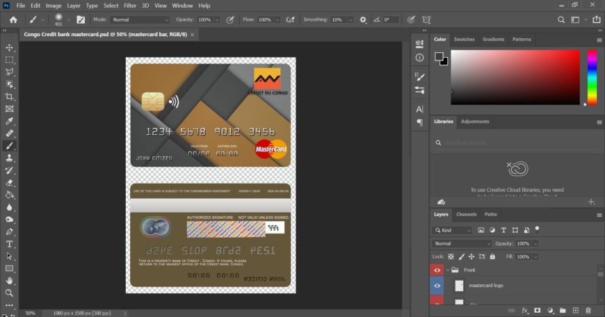 Congo Credit Bank MasterCard Credit Card PSD Template