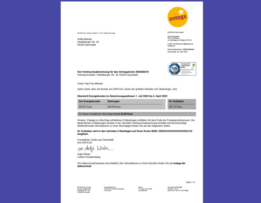 Italy IREN Integrated Water Service Bill Template in word and pdf format