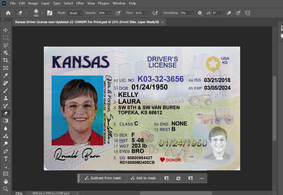 Kansas-Driver-License-Template 1200DPI