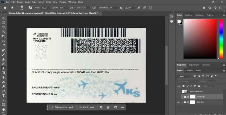 Kansas Driver License Template in psd format (New 1200DPI)