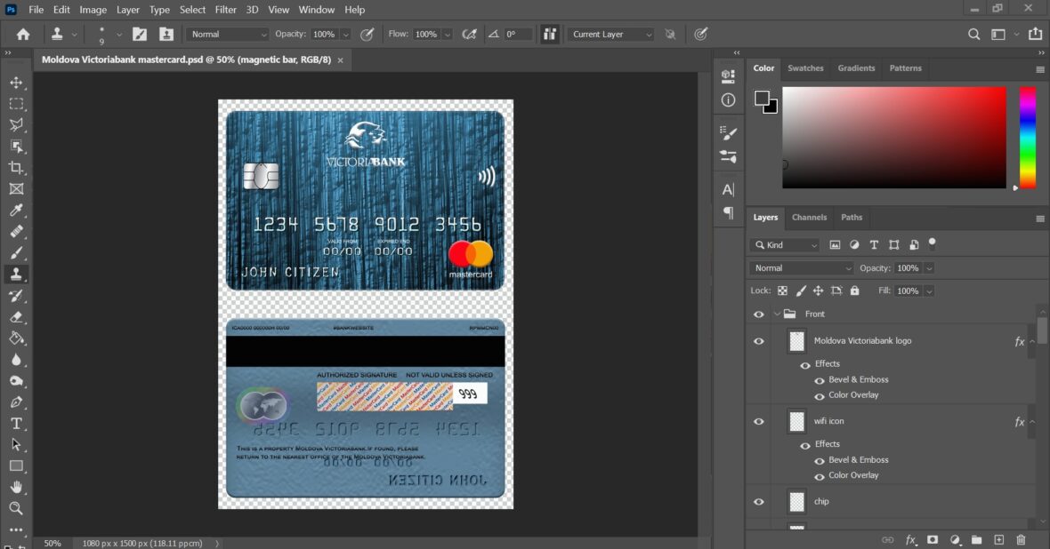 Moldova Victoriabank MasterCard PSD Template