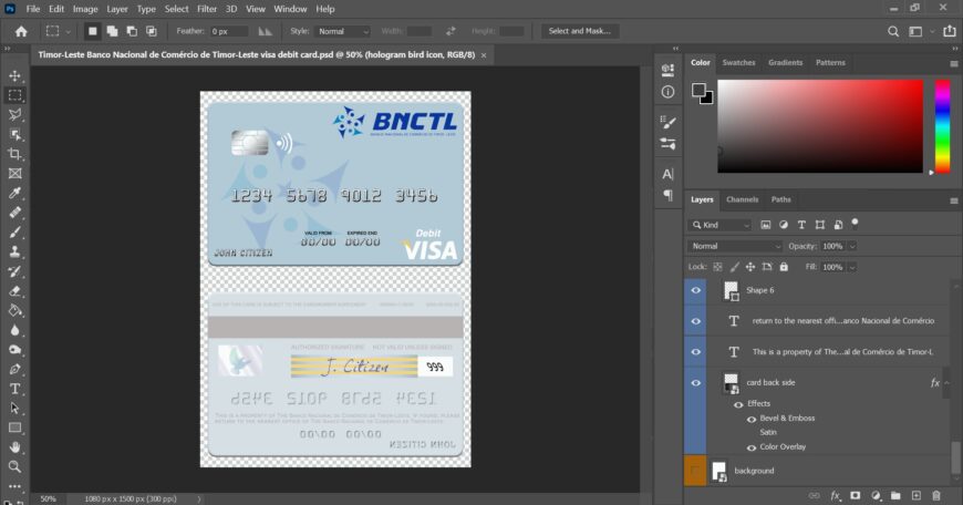 Timor Leste Banco Nacional De Comercio De Timor Leste Visa Debit Card PSD Template