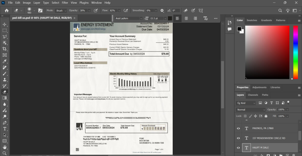 U.S. Utility Bill PSD Template with Video Tutorial