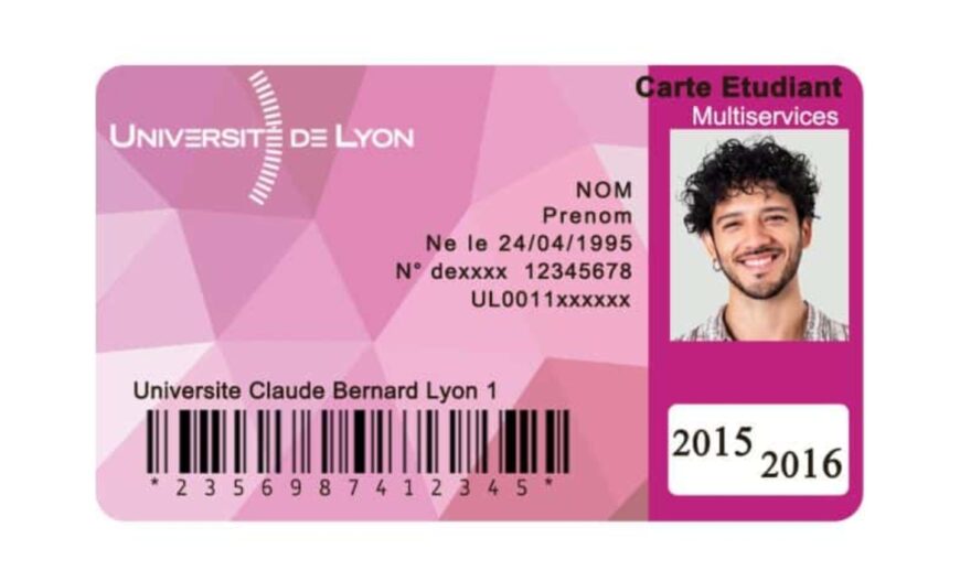 University Claude Bernard Lyon Student ID Card PSD Template