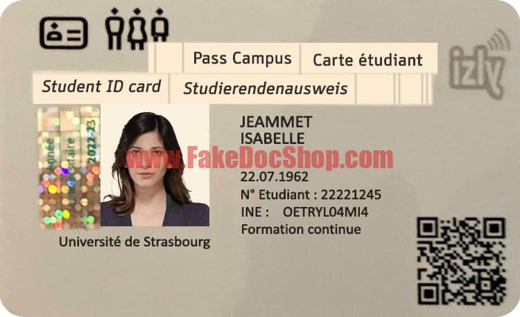 University De Strasbourg Student ID Card PSD Template